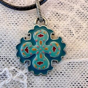 Dainty Enamel Maltese Cross Reversible Charm Necklace